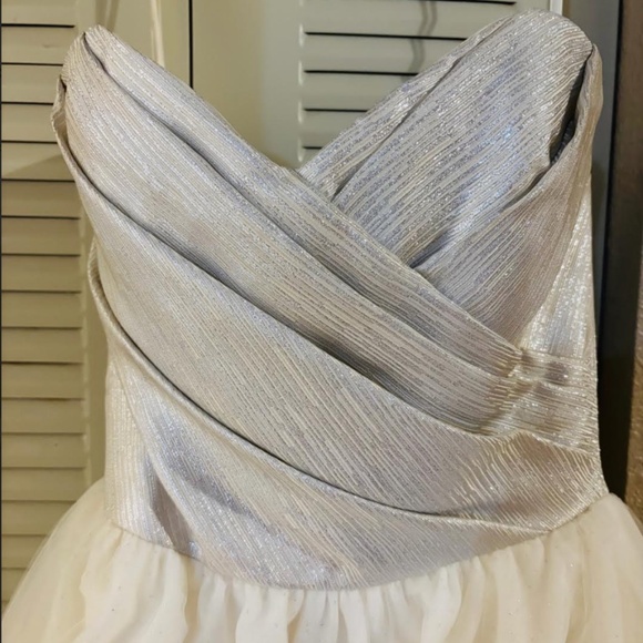 Alvina Valenta Silver Ivory Tulle Wedding Dress Size 10 Sample $3,100 Original - Picture 5 of 12